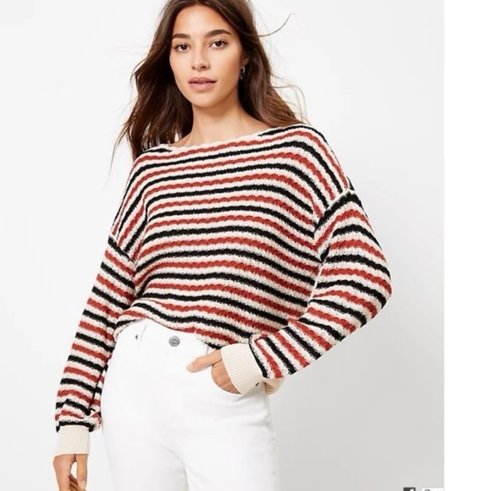 LOFT Textured Boatneck Sweater XL NWT